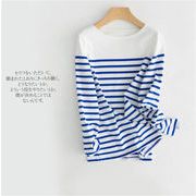ベーシック ストライプ 長袖 Tシャツ ボトムシャツ コットン ラウンドネック 快適である