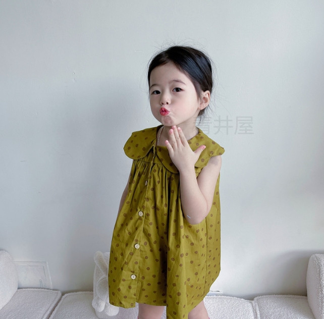 INS  2023春夏新作 可愛い  女の子 ワンピース  韓国風子供服  袖なし  子供服    ベビー服  80-130CM