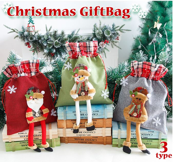 クリスマス雑貨 ギフトバッグ プレゼント 手提げ 巾着袋 クリスマス お菓子 グッズ サンタ 雪だるま