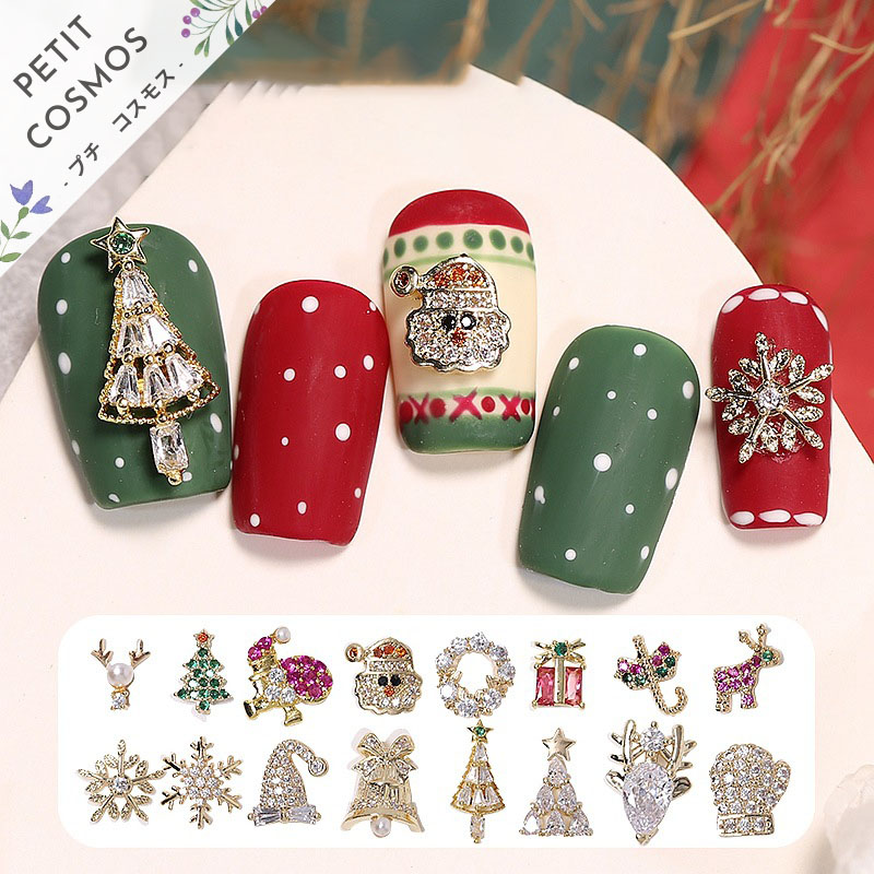 雪の華 ネイルパーツ トナカイ リース サンタ帽 ネイル用品  デコパーツ クリスマス DIY素材 韓国風