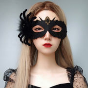 新品ハロウィン仮面 黒蜘蛛マスク 仮面舞踏会マスク パーティー用品 セクシーな仮面装飾顔の眼帯
