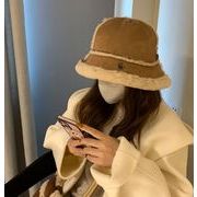 秋冬バケットハット ハット小顔効果 もふもふ レディース  ニット帽 キャップ 韓国ファッション4色