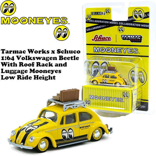 Tarmac Works x Schuco 1:64 MOON Volkswagen Beetle With Roof Rack & Luggage 【ムーンアイズ】ミニカー