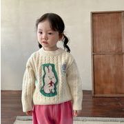 秋冬 韓国子供服子供服 ニット セーター長袖 トップスパーカー   かわいい キッズ服厚手2色