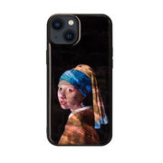 ikins 天然貝ケース for iPhone 14 Plus 真珠の耳飾りの少女 背面カ