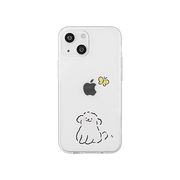 AKAN ソフトクリアケース for iPhone 14 ワンちゃんと蝶々 背面カバー型