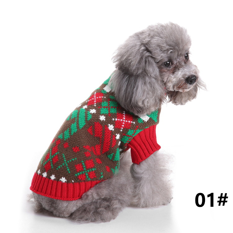 クリスマス犬服、ペット用の服、秋冬ペットコート、チェック柄のジャケット、犬服、猫服、小型犬服、可愛い