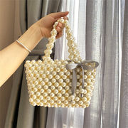 人気のあるデザイン 韓国ファッション 真珠 手織り 手作り ビーズバッグ ハンドバッグ 気高い