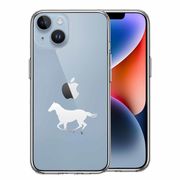 iPhone14 側面ソフト 背面ハード ハイブリッド クリア ケース 馬 サラブレット 白馬
