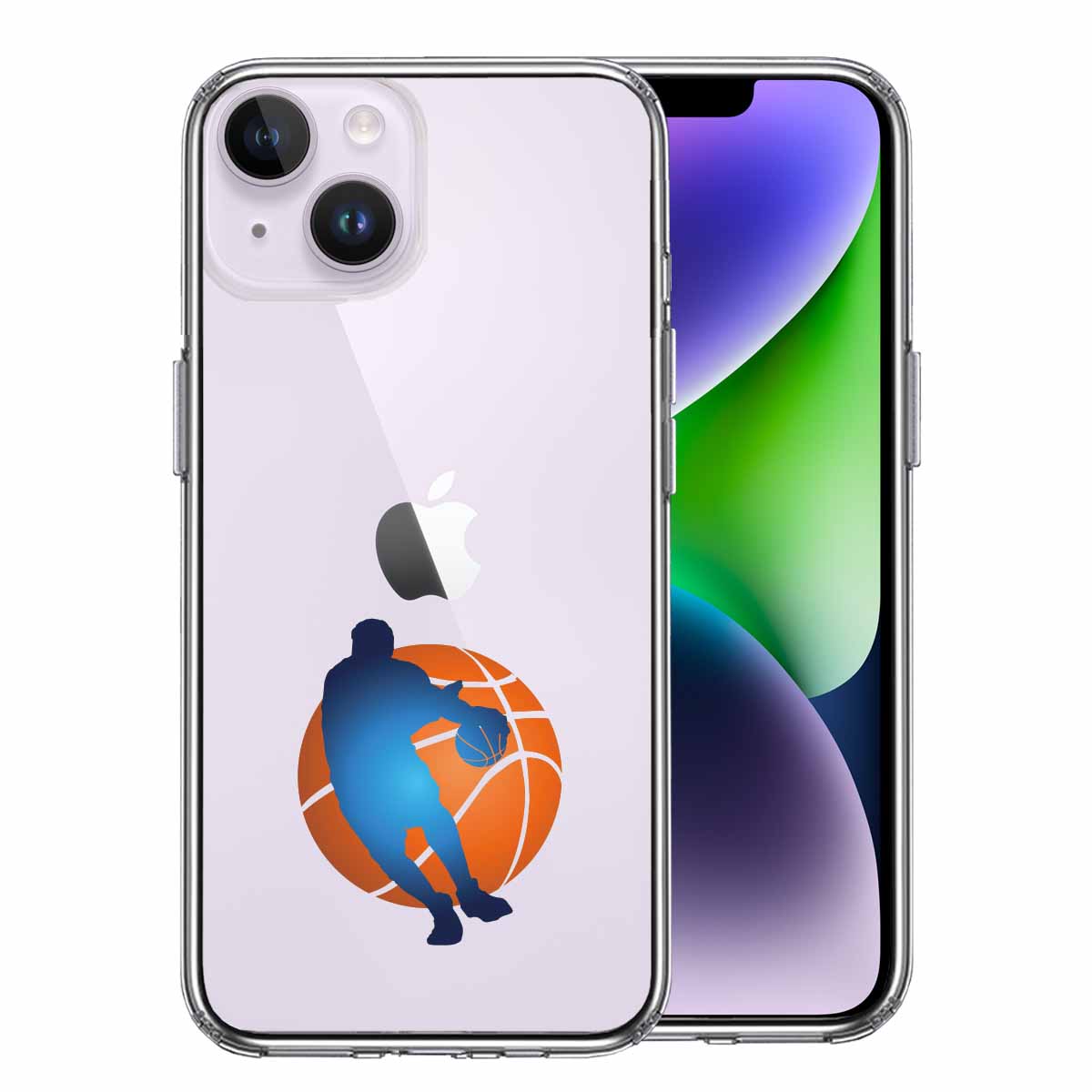 iPhone14 側面ソフト 背面ハード ハイブリッド クリア ケース バスケットボール ドリブル 3