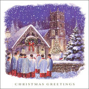 グリーティングカード クリスマス「教会前の合唱」 メッセージカード