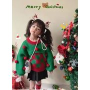 韓国風子供服  秋冬   トップス 長袖 クリスマス ニットセーター  かわいい 厚手  キッズ服2色