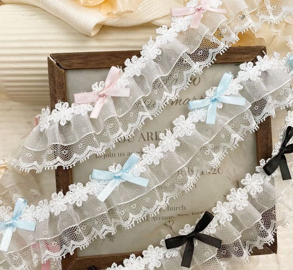 幅3.8cm レース シフォンリボン手芸材料 髪飾りギフト包装 DIY素材リボン手作り用品ギフトラップ