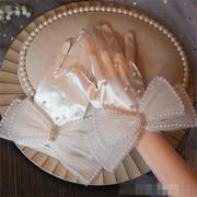 楽しておしゃれ 花嫁手袋 真珠 パイナップル 飾り レース ウェディングドレス 短いスタイル レトロ