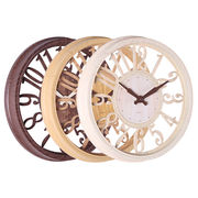 時計ヨーロッパ式透かし彫り木目調掛け時計家居円形壁時計