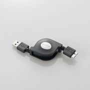 【特価エレコム20230215】USB3.0ケーブル/A-microBタイプ/巻取式/0.7m/ブラック USB3-AMBRL07BK