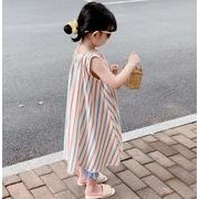 INS 春夏 韓国風子供服  ベビー服  女の子   ストライプスカート  キッズ  ワンピース  子供服2色