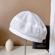スペインの通気性綿糸ベレー帽子供の夏の日焼け止め画家帽レースの花スチュワーデス帽
