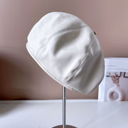 英国風レトロ分片ベレー帽子供秋の防風画家帽超繊PU皮質キノコ帽スチュワーデス帽