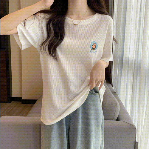 夏　トップス　Tシャツ　半袖　韓国ファッション　コットン　綿　ゆったり　薄手　兎