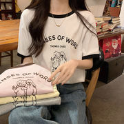 夏　トップス　Tシャツ　半袖　韓国ファッション　コットン　綿　ゆったり　薄手　犬