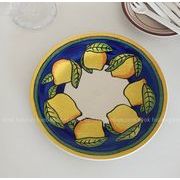 陶器皿   写真道具   レモン   レトロ   皿   撮影用    ins   朝食皿   食器