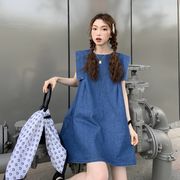 ノースリーブのタンクトップワンピース夏の韓国デザイン感小柄薄手のスーツ
