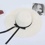 リゾート帽子海辺の大庇麦わら帽子女性夏のビーチ帽子折りたたみ式サンバイザー