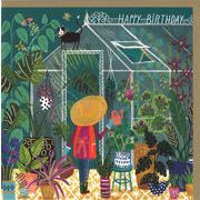 グリーティングカード 誕生日/バースデー「ガーデンの黒猫」 メッセージカード