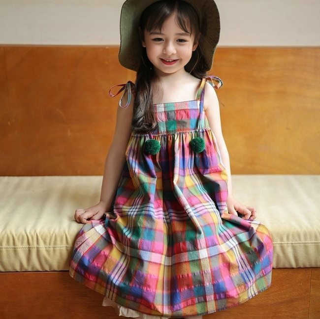 2024 夏 韓国風子供服  キッズ服    ベビー服  ワンピース  女の子  チェック柄
