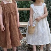 ins夏人気   韓国風子供服  キッズ  ベビー服   女の子  袖なし  ワンピース  刺繍   2色