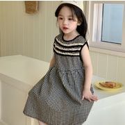 2024 夏 韓国風子供服 ベビー服  チェック柄  ワンピース 女の子