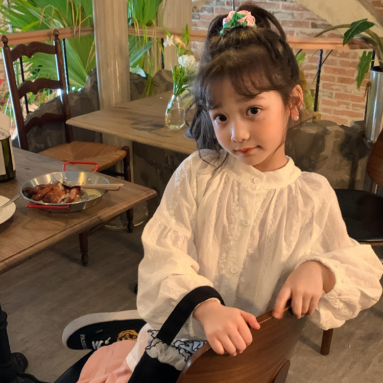 2023秋新品  韓国風子供服   キッズ服   長袖    可愛い   トップス  ドールシャツ   女の子