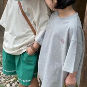2023 夏 韓国風子供服   トップス  Tシャツ キッズ   半袖  ベビー服  カジュアル 男女兼用  2色