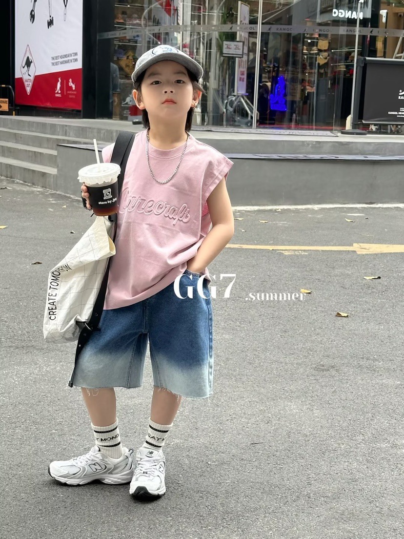 ins夏人気  韓国風子供服   ベスト   Tシャツ  トップス  チョッキ    男の子  ファッション