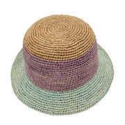ラフィー草手作りかぎ針女性折り畳み日除け日焼け止め帽子バケットハット