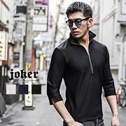 【ポロシャツ】ふくれJQD細ストライプ7分袖ハーフジップポロシャツ／joker