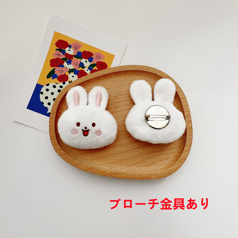 くま うさぎ ぬいぐるみブローチ 針有無 布小物 デコパーツ DIYパーツ