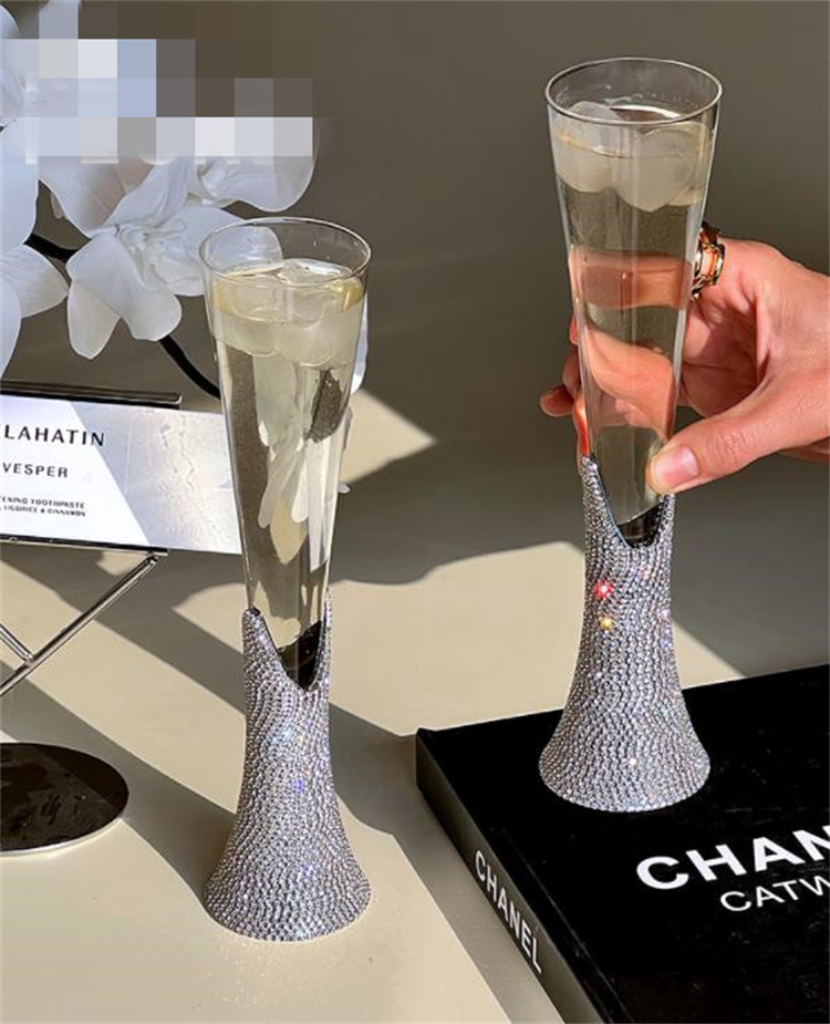 素敵な商品 INSスタイル シャンパンカップ ダイヤモンド クリスタル グラス ハイフット 宴会場