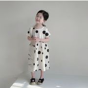 2023夏 キッズ 韓国子供服 半袖 ワンピース 水玉 女の子 ファッション カジュアル ドット