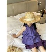 ★Girls★　子供袖なし　ブラウス　上下セットアップ　紫ブラウス　 韓国ファッション