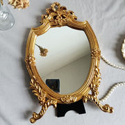 新作 INS 花を彫る 復古 鏡 化粧鏡 クリエイティブ 装飾 置物 鏡をとかす 撮影道具