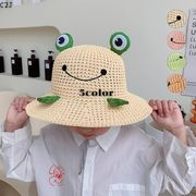 ★Girls＆Boys★　カエルバケットハット 麦わらキッズ帽子　UVカット　バカンス　韓国ファッション