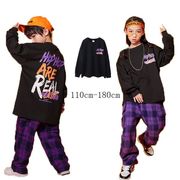 ダンス衣装 Tシャツ 男女兼用 ブラック プリント チアダンス 女の子 男の子 ダンス