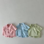 韓国子供服   キッズ服   チェック柄   半袖シャツ+ズボン   2点セット