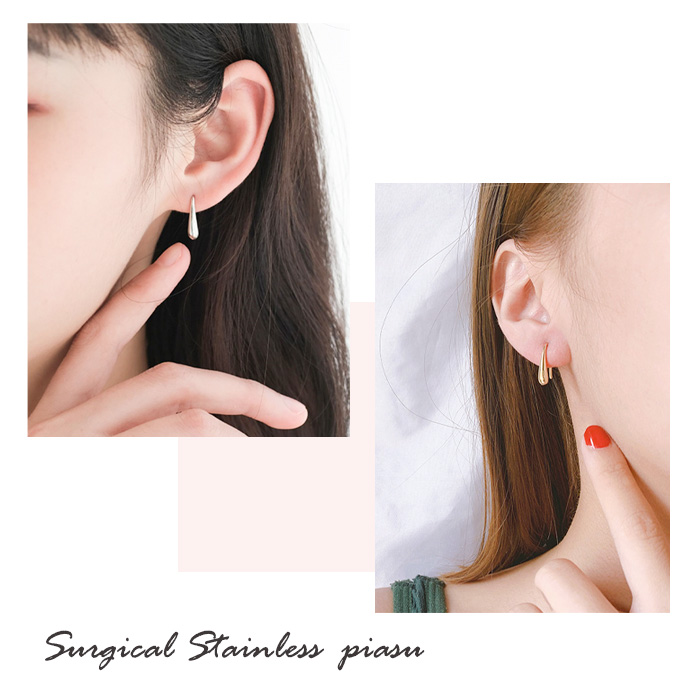K18YG ティアドロップ ピアス つや消し やすり加工 ヘアライン加工 雫 K18YG ティアドロップ ピアス つや消し やすり加工 ヘアライン