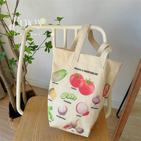 トートバッグ　エコバッグ　ハンドバッグ　韓国ファッション　果物　ズックバッグ