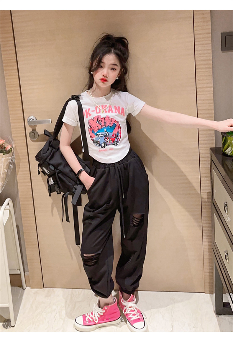 ★Girls★　Tシャツ＋ロングパンツ　セットアップ　ワイドパンツ　カジュアル　　韓国キッズファッション