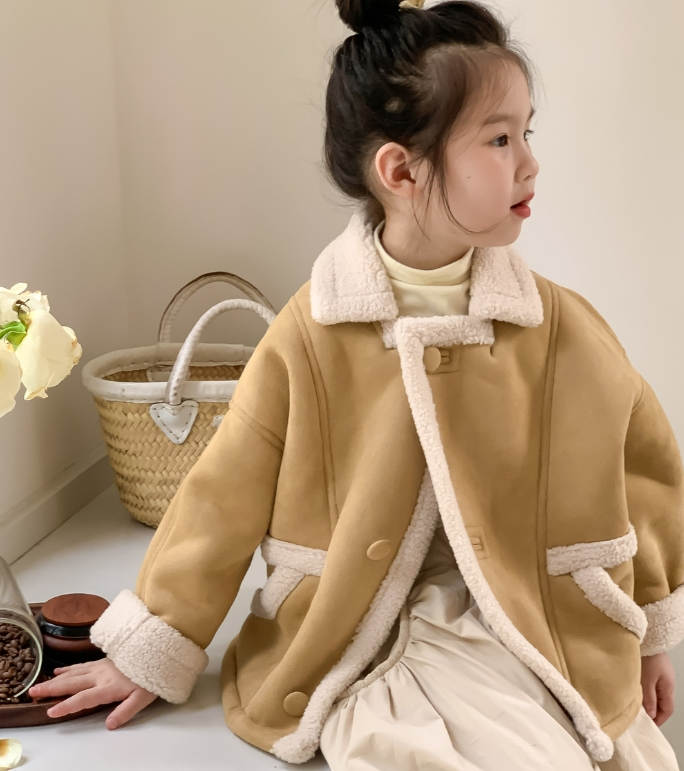 冬新作   韓国風子供服     トップス  裹起毛     コート  女の子   暖かい服    ジャケット