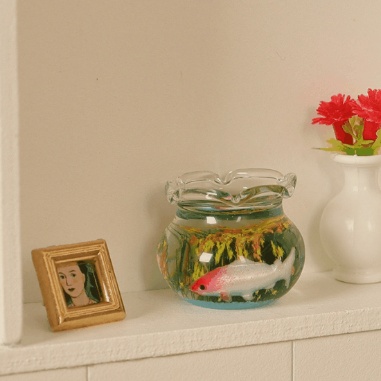 新作 ドールハウス用  ミニチュア  デコパーツ   置物     装飾   模型 金魚  鉢